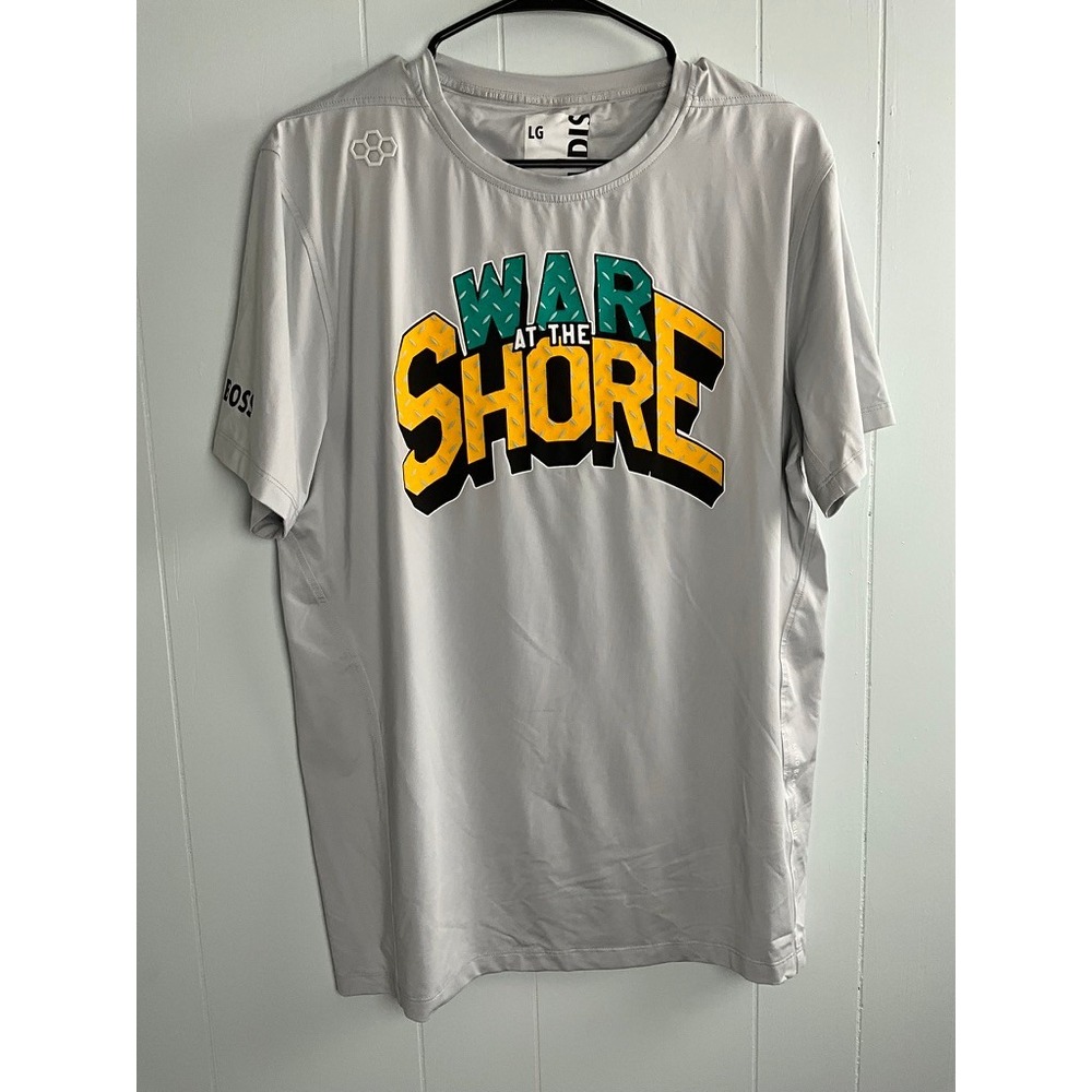 Rudis Mens War At The Shore Graphic T-Shirt Gray Large  Wrestling Performance